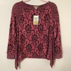 NWT Energe Paisley Bohemian Hippie Boho Casual Comfy Lagenlook Fuzzy Sweater S